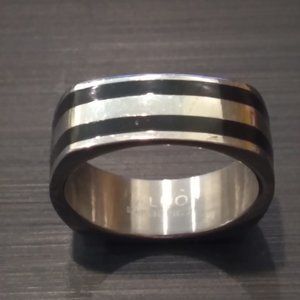 Men's ALDO Stainless Steel Ring Black & Silver Size 12